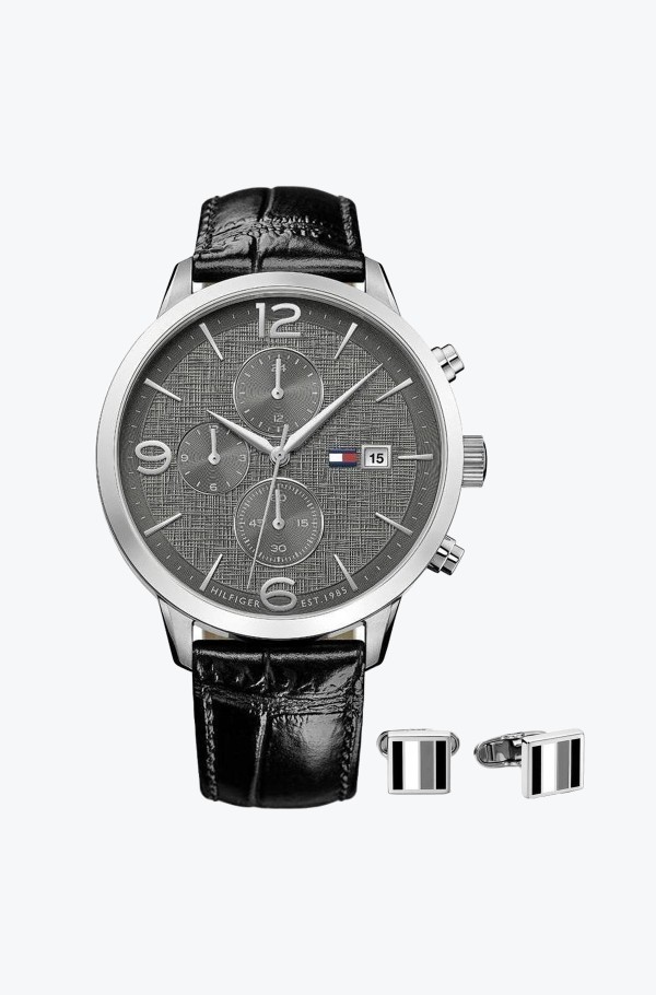 black Watch and cufflinks 1770015 Tommy Hilfiger, Watches 
