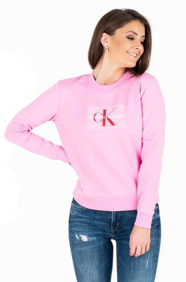 monogram flock box hoodie