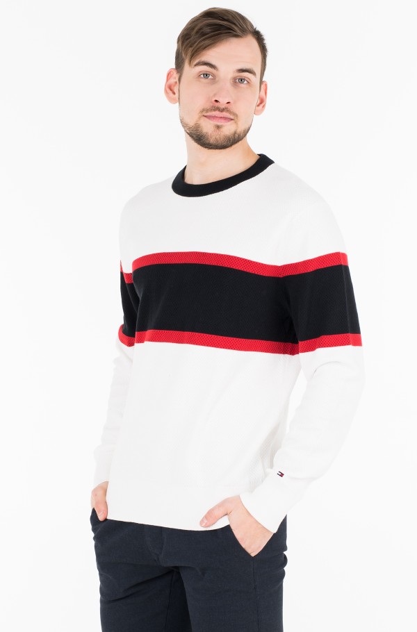 RELAXED FIT COLORBLOCK MESH CREW