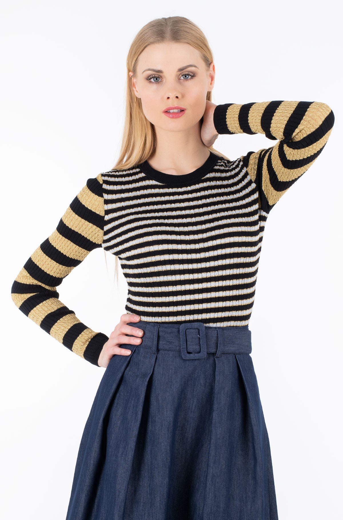Džemperis ZENDAYA STRIPE LUREX TOP LS-full-1