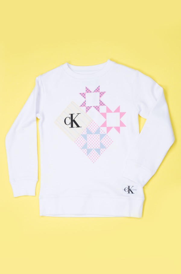 PATCHWORK PRINT LONG SWEATSHIRT