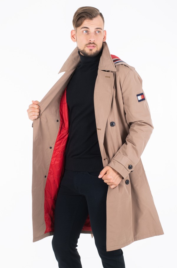 Tommy hilfiger deals hooded trench coat