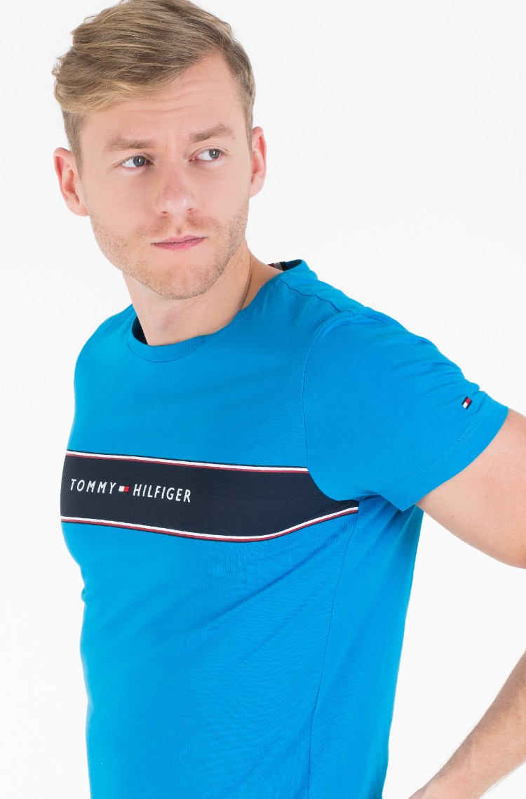 Tommy Hilfiger Mens Block Stripe Hilfiger Tee Sport Shirt 