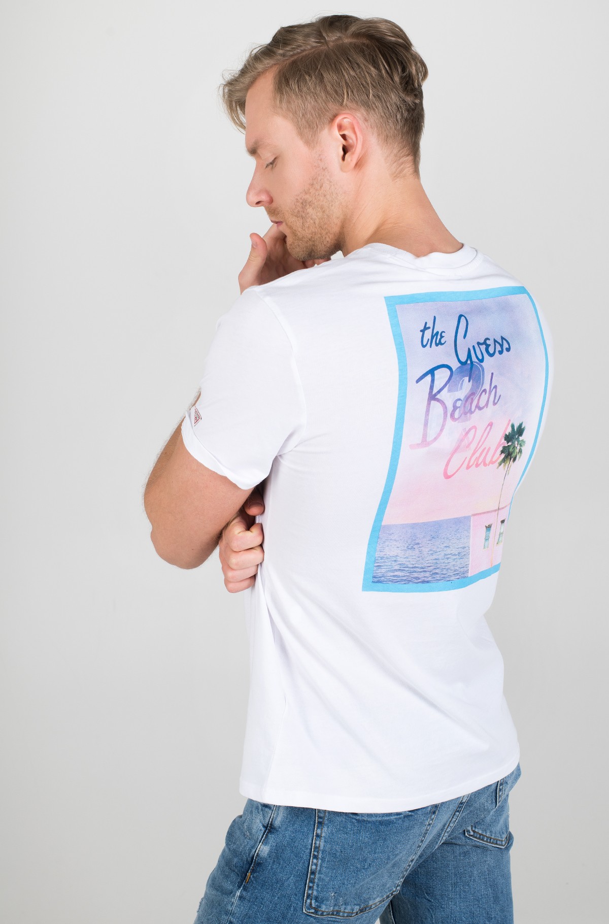 Balts T Krekls M0gi17 K8hm0 Guess Viriesu T Krekli Denim Dream E Pood