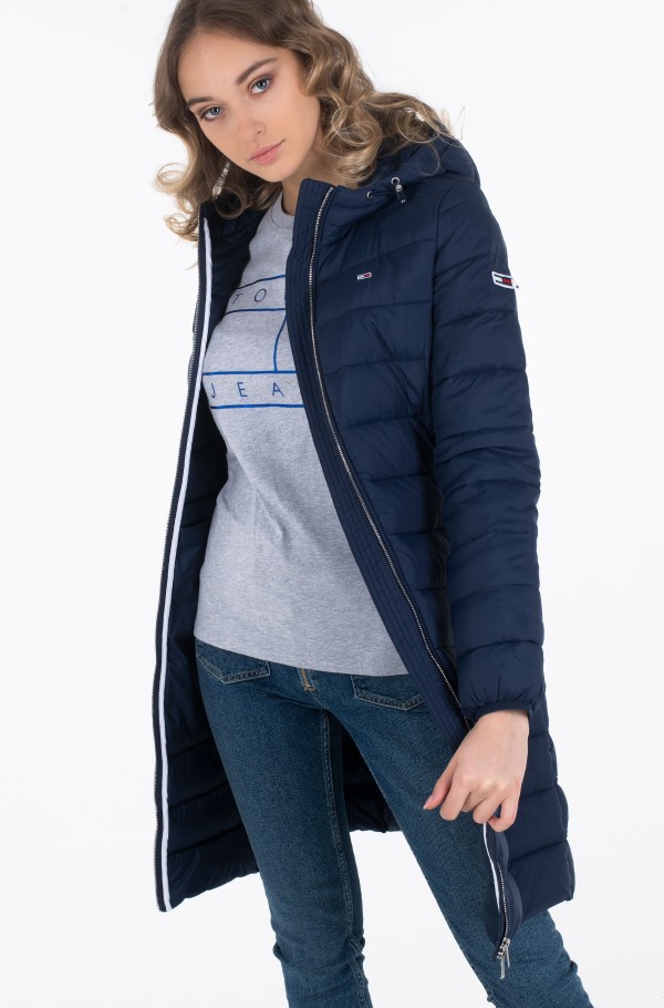 tommy jeans tjw basic quilted hooded jacket