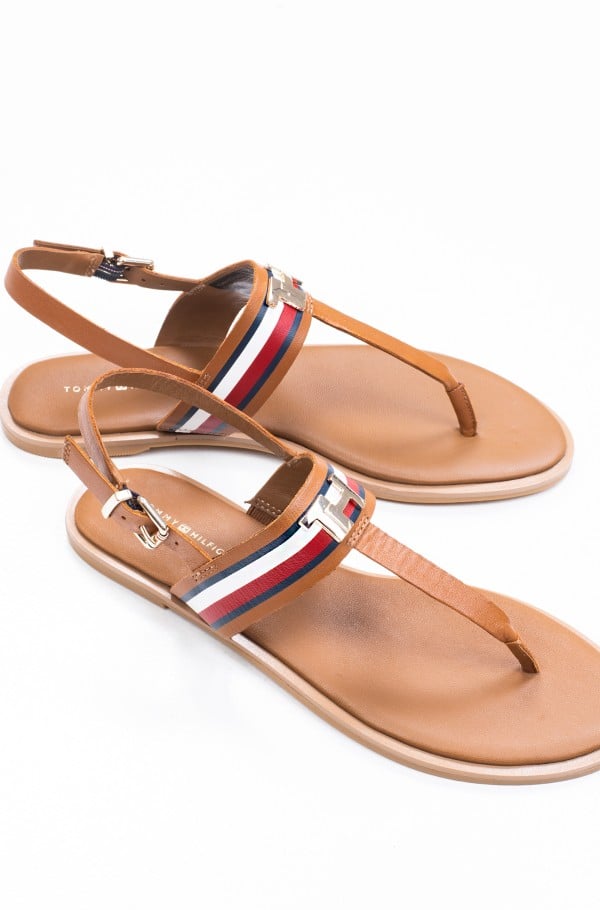 CORPORATE LEATHER FLAT SANDAL-hover