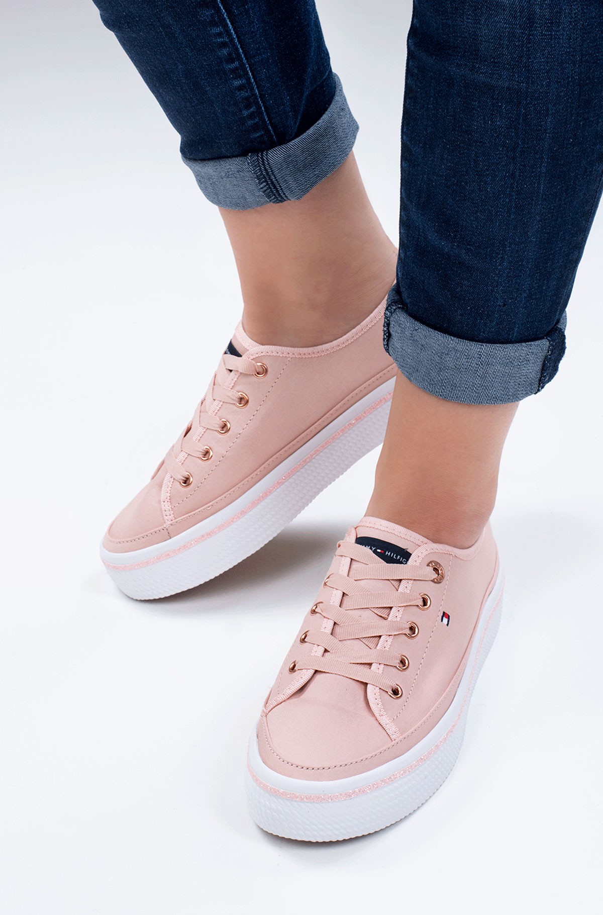 tommy hilfiger glitter platform trainers