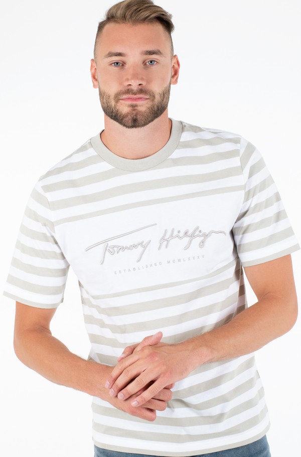 Signature stripe tee 2024 tommy hilfiger