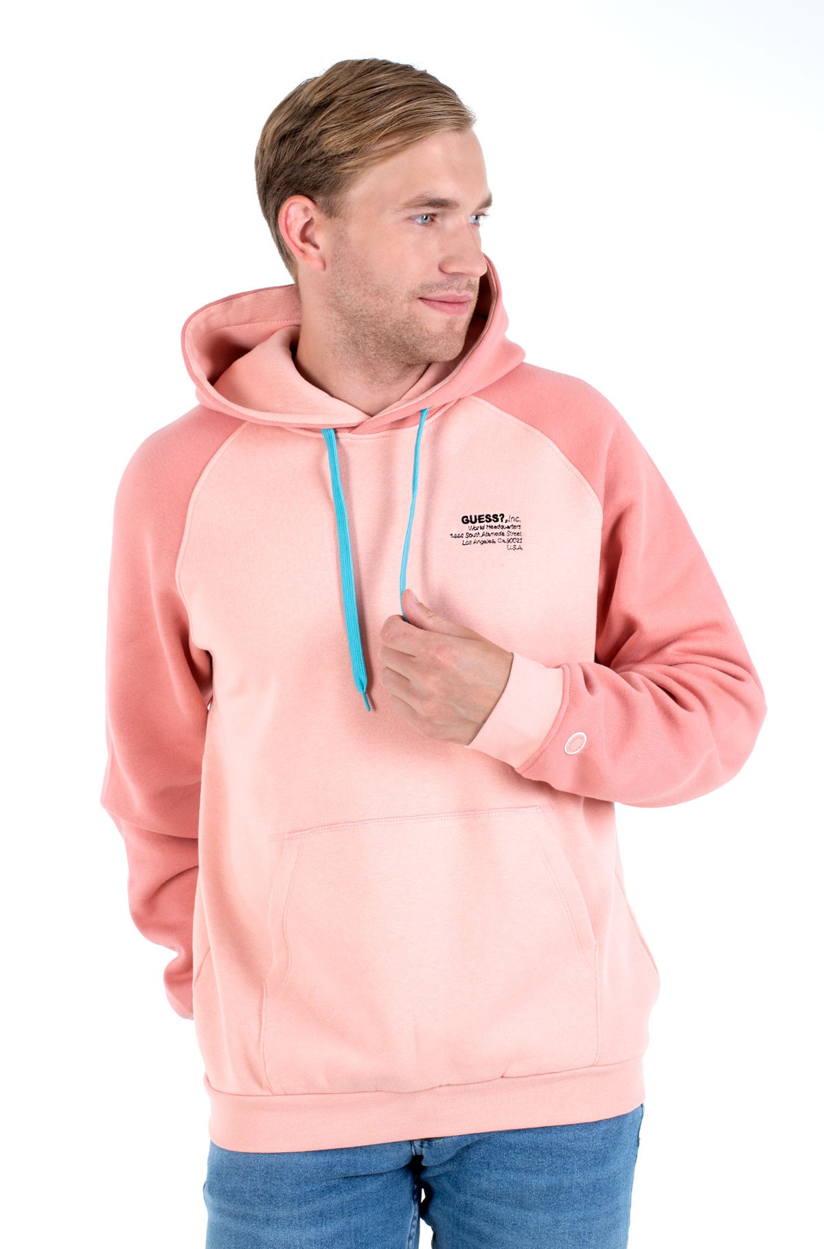 guess hoodie pink