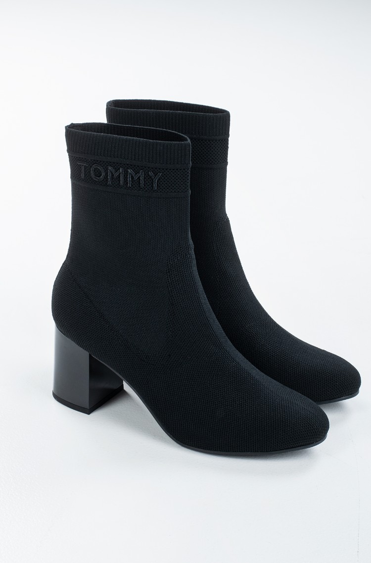 tommy knit mid heel boot