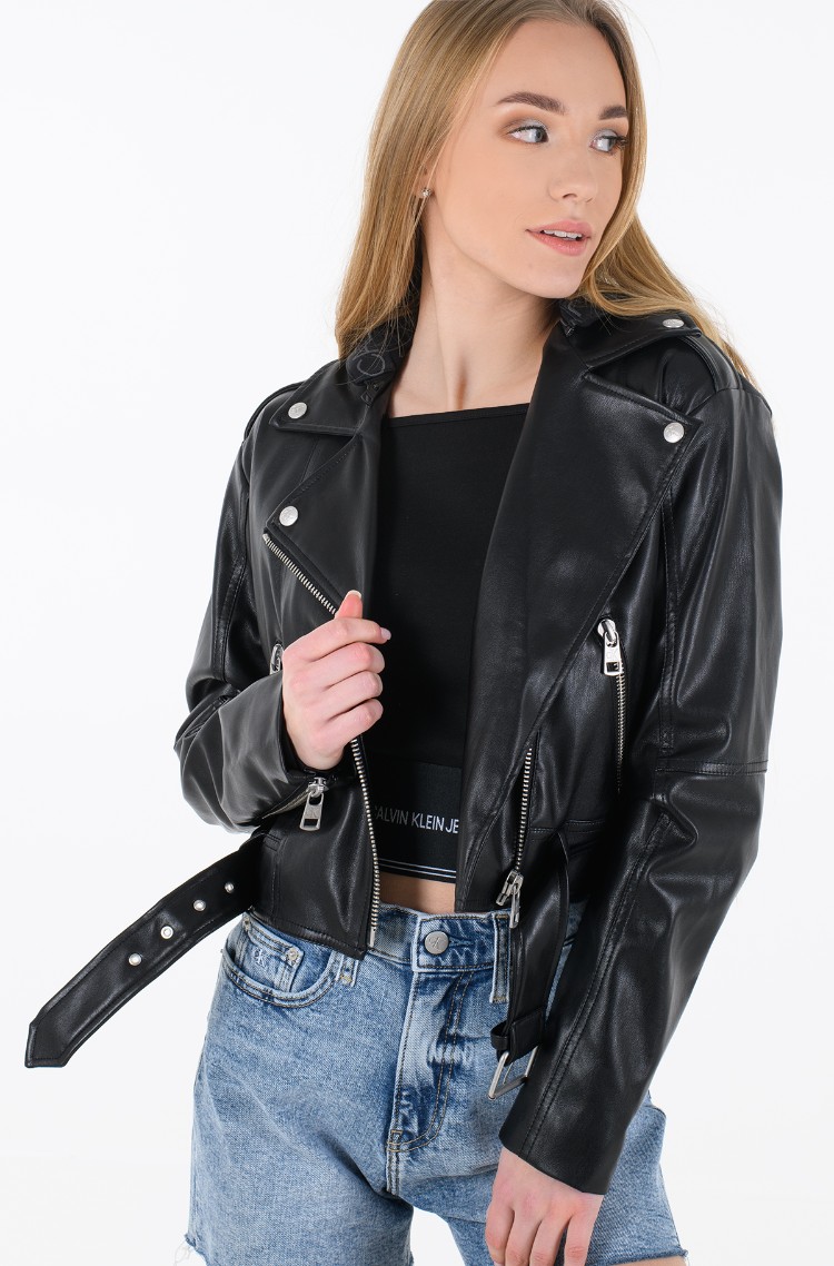 Black1 Leather jacket BIKER PU HOODED JACKET Calvin Klein, Women Leather  jackets black1 Leather jacket BIKER PU HOODED JACKET Calvin Klein, Women  Leather jackets | Denim Dream e-store