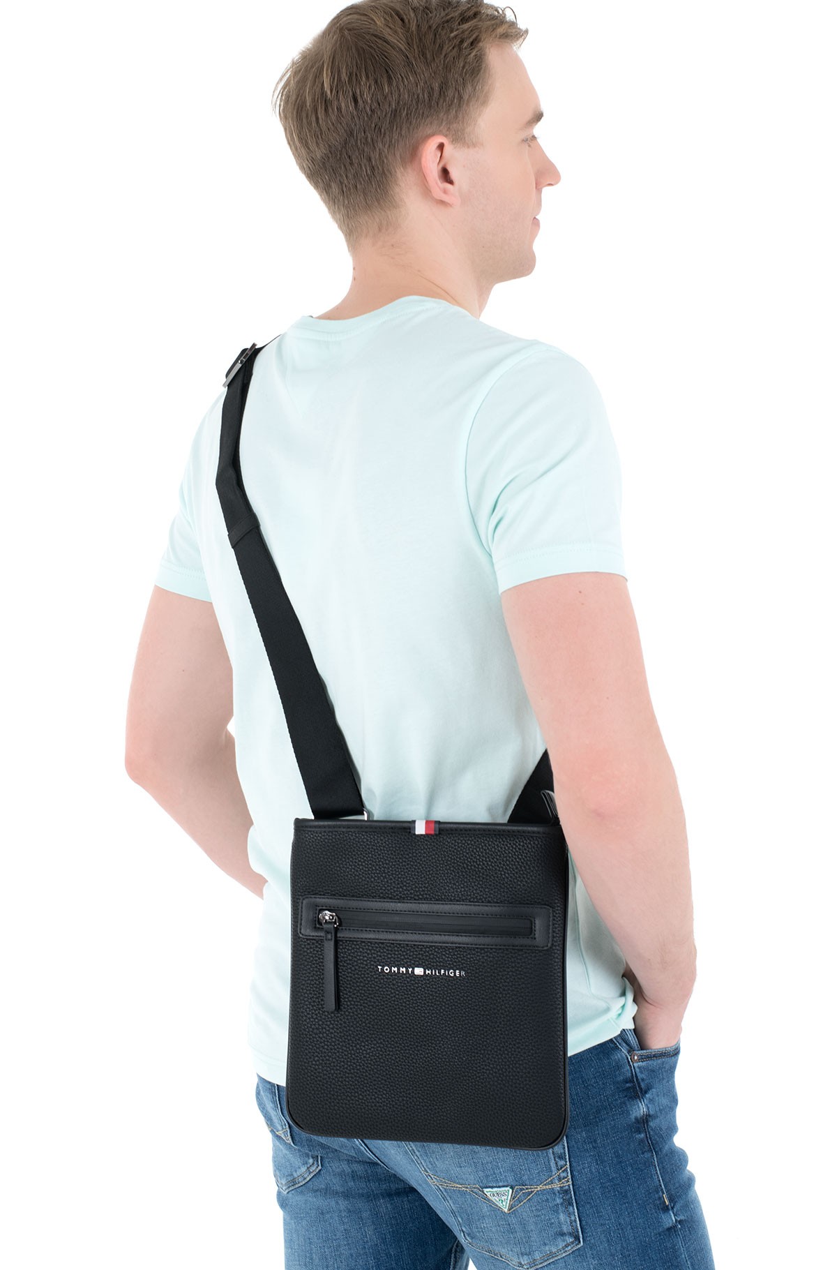 Tommy Hilfiger Black Polyester Men's Shoulder Bag