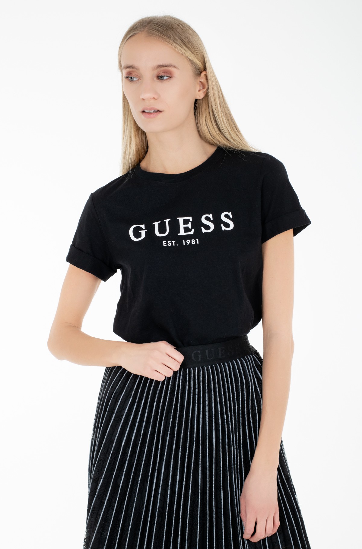 Black T Shirt W0gi69 R8g01 Guess Womens Short Sleeve T Shirts Denim Dream E Pood