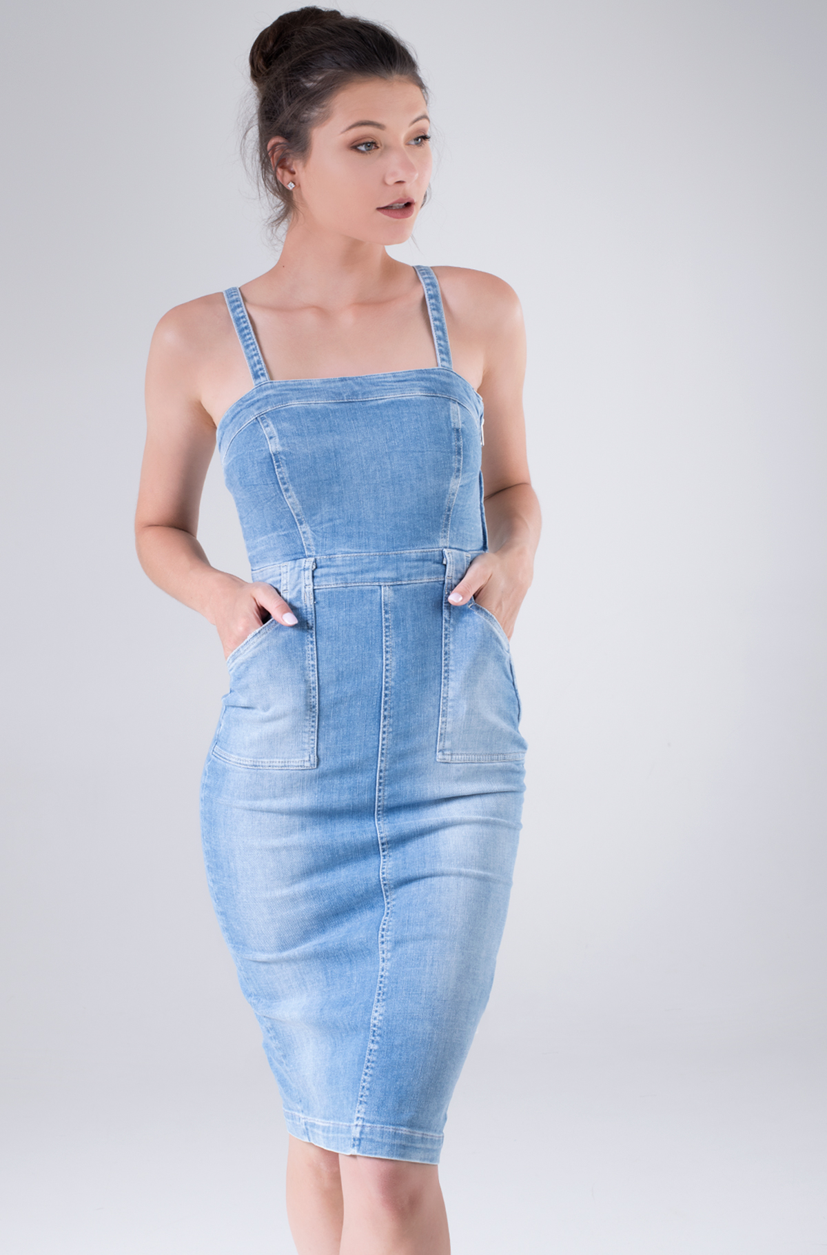 gia denim bodycon dress