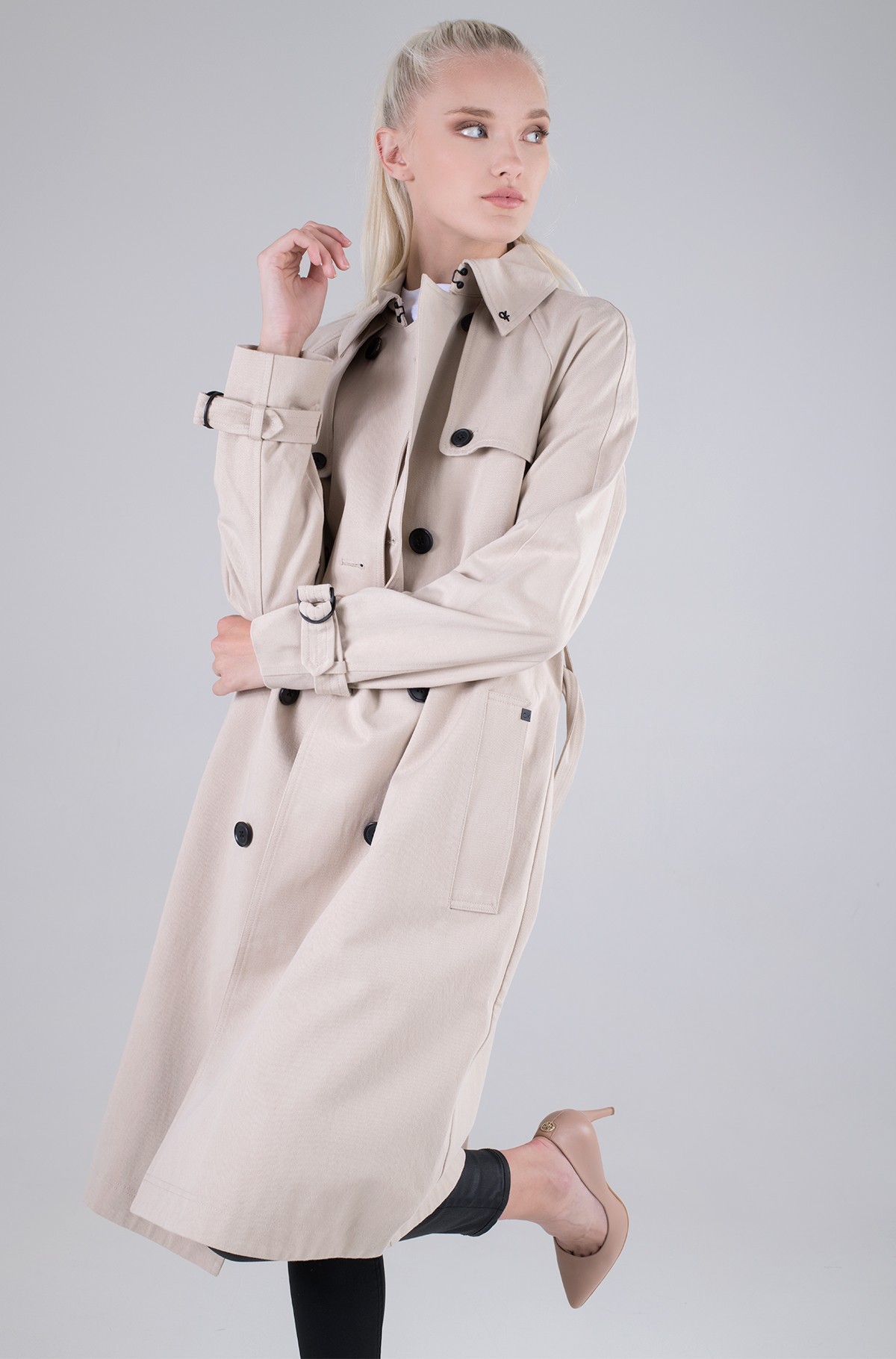 Coat COTTON TENCEL TRENCH COAT Calvin Klein, Womens Coats | Denim 