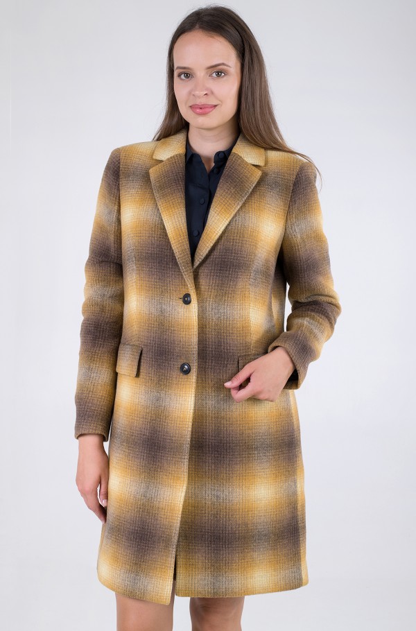 WOOL BLEND CHECK CLASSIC COAT-hover