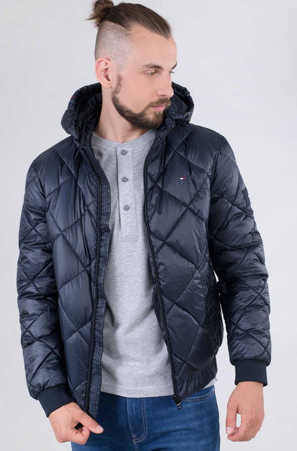 DIAMOND QUILTED HOODED JACKET-hover