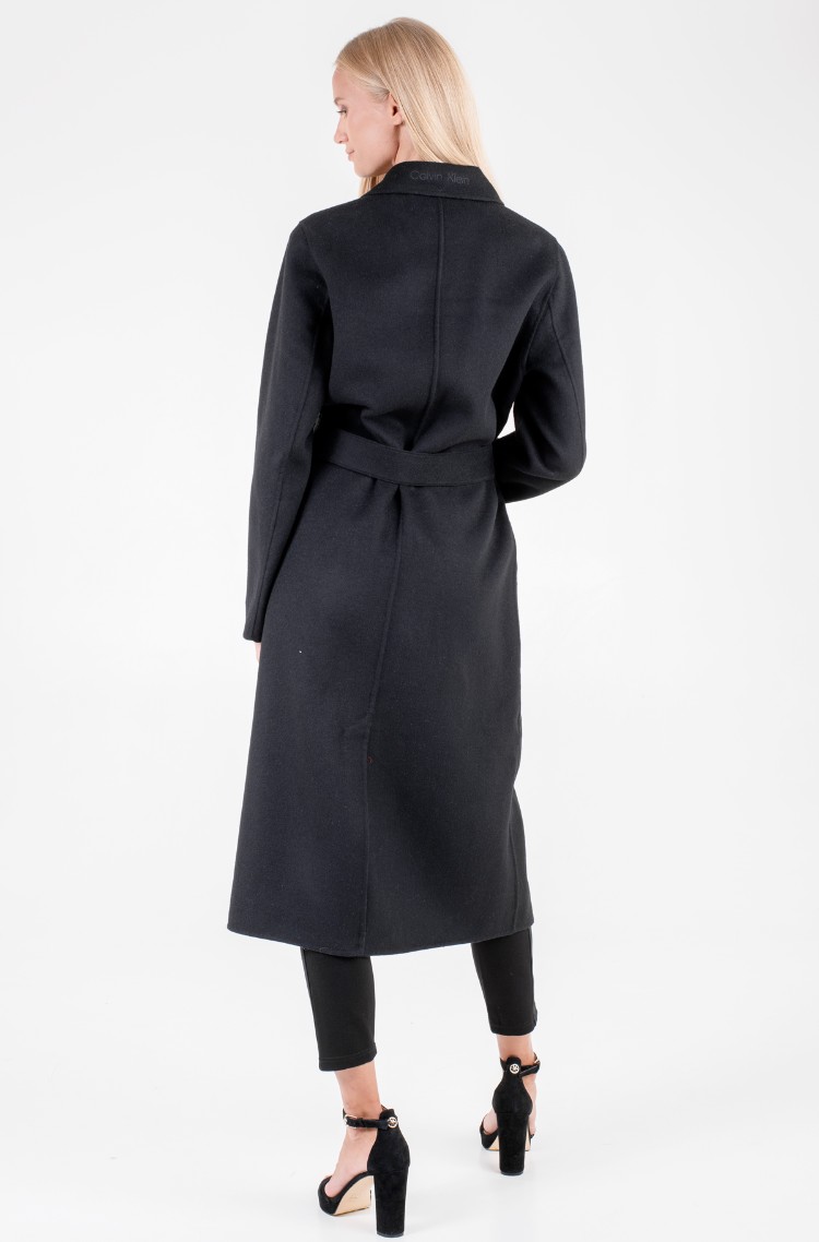 Black Wool coat DOUBLE FACE LONG WRAP COAT Calvin Klein, Coats 