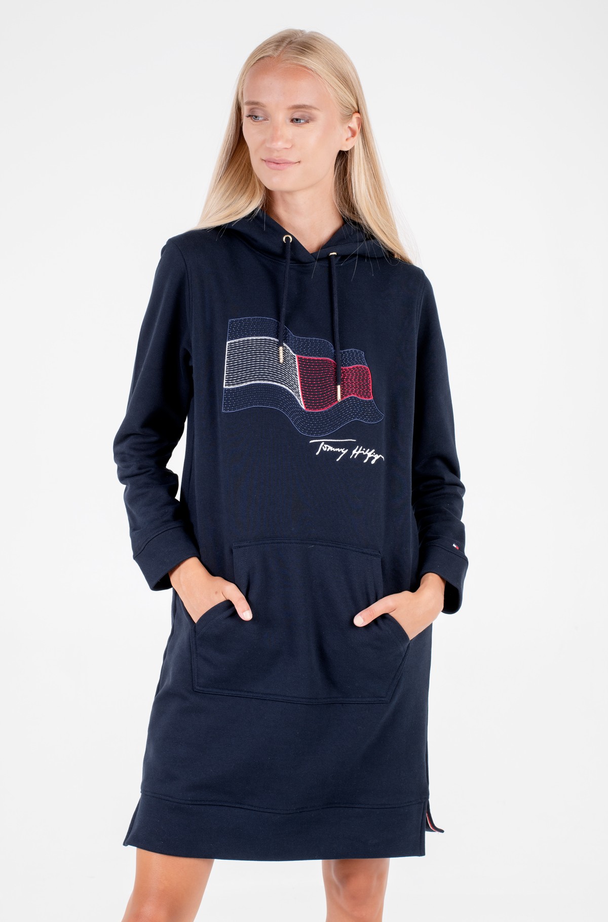 tommy jeans logo hoodie dress