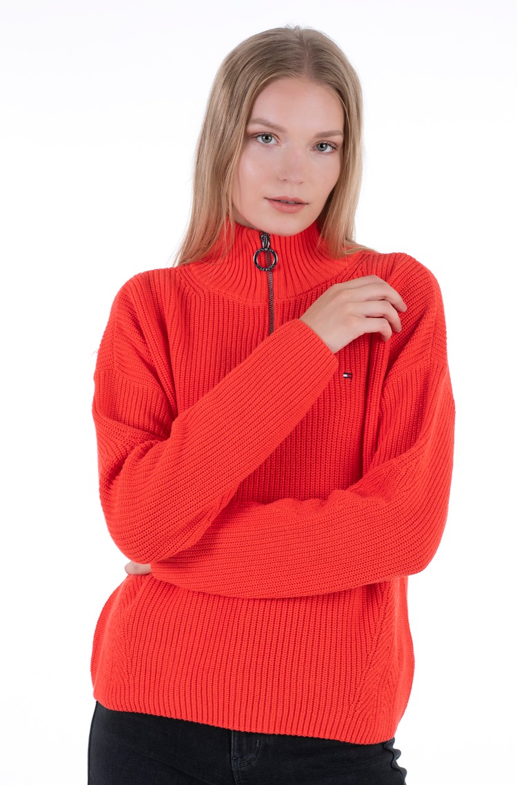 Tommy Hilfiger Damen Hayana Zip Up High-nk Sweater Pullover 
