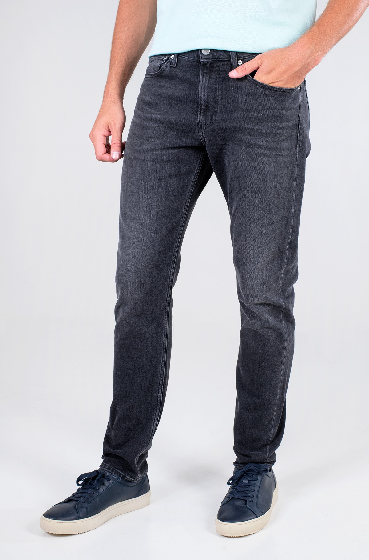 blue denim cargo trousers