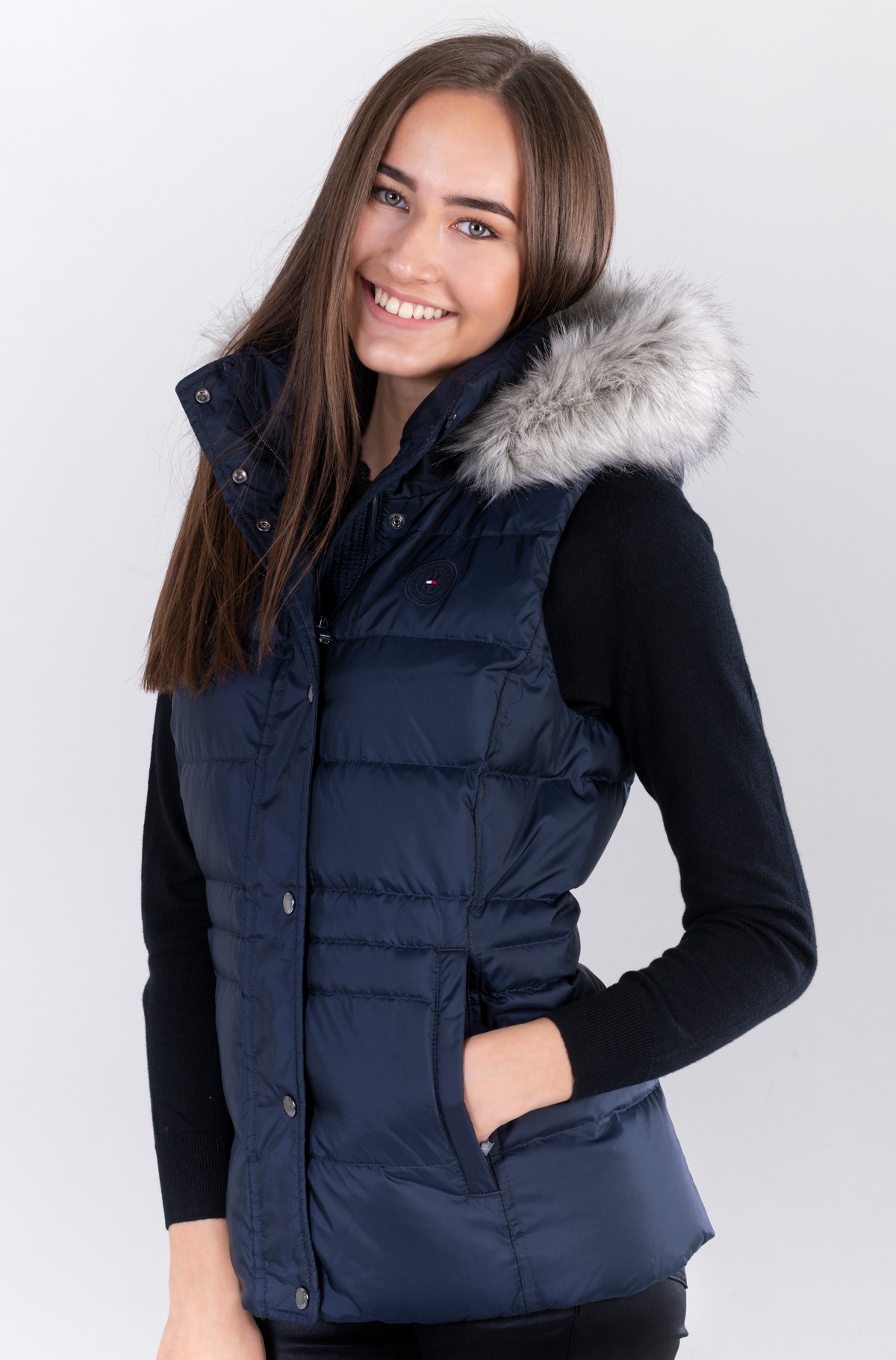 Jope/Vest TH ESS TYRA DOWN VEST WITH FUR-full-2