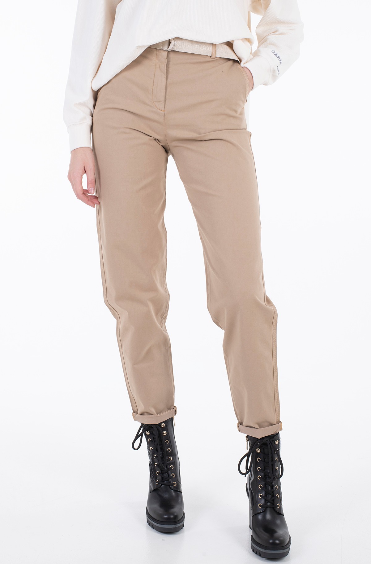 Trousers CO BLEND BELT TAPERED CHINO PANT-full-1