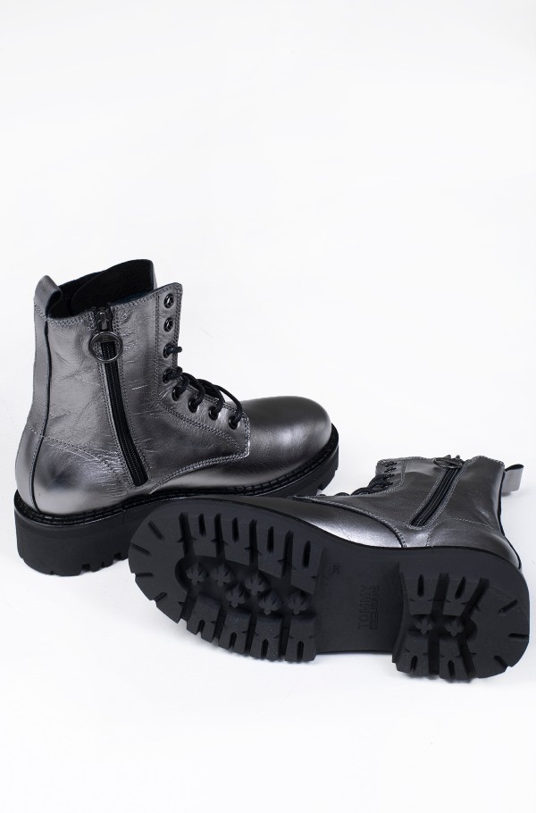 METALLIC LACE UP BOOT-hover