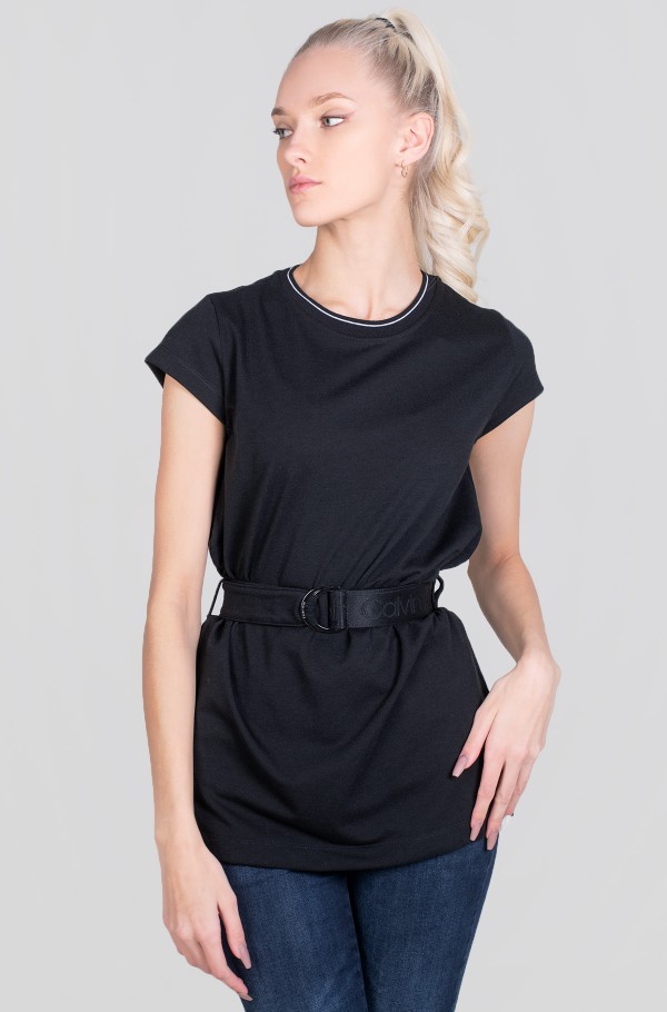 JERSEY CAP SLEEVE BELTED TOP