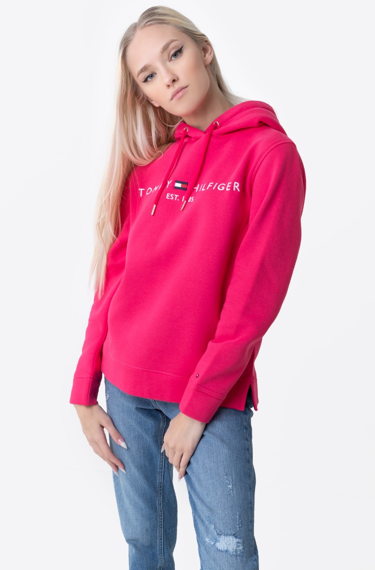 pink tommy hilfiger hoodie women's