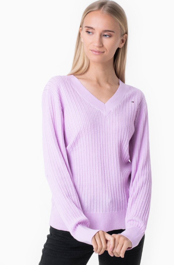 TEXTURED RELAXED V-NK SWEATER