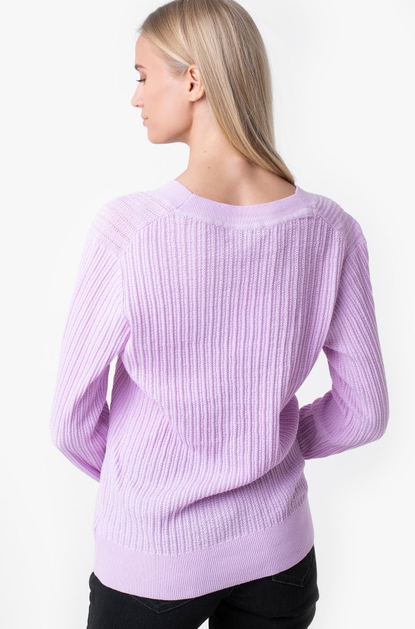 TEXTURED RELAXED V-NK SWEATER-hover