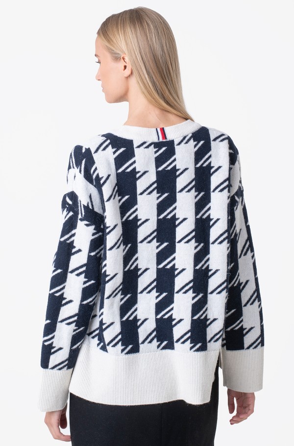 HOUNDSTOOTH RELAXED C-NK SWEATER-hover