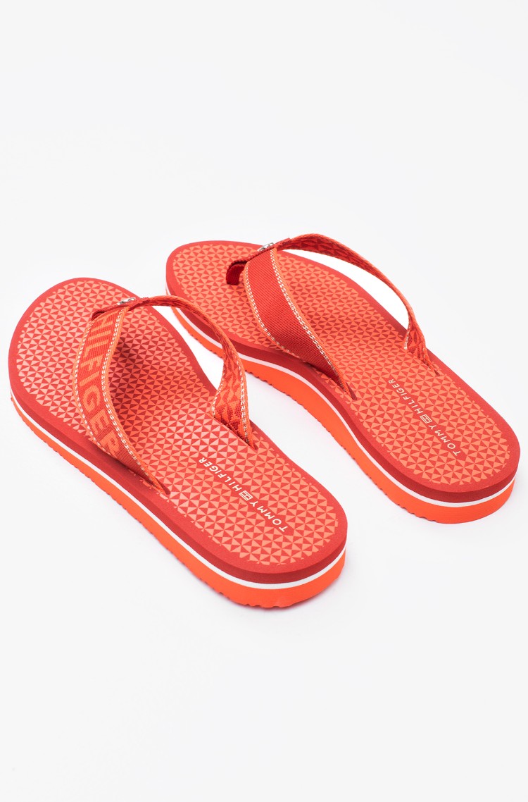 orange Flip-flops TOMMY SHINY WEBBING BEACH SANDAL Tommy Hilfiger ...