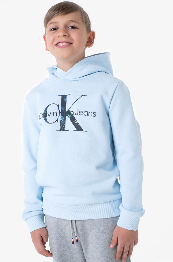 Calvin Klein Monogram Logo Hoodie Blue