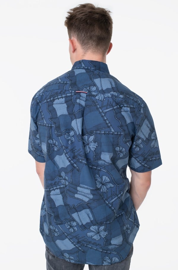 CASUAL WAVY FLAG PRINT SHIRT S/S-hover