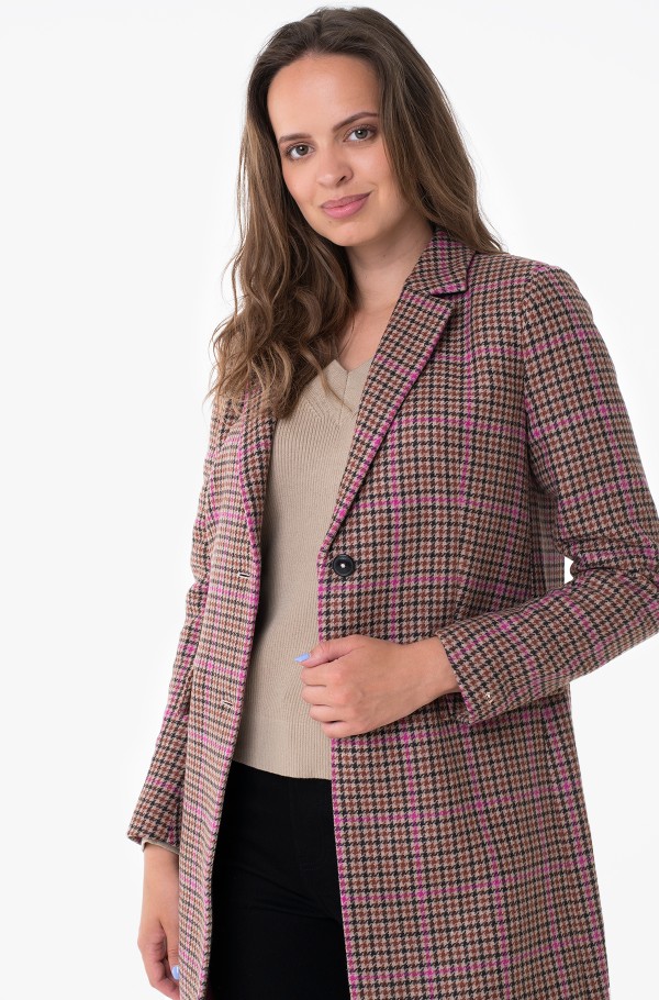 WOOL BLEND CHECK CLASSIC COAT-hover