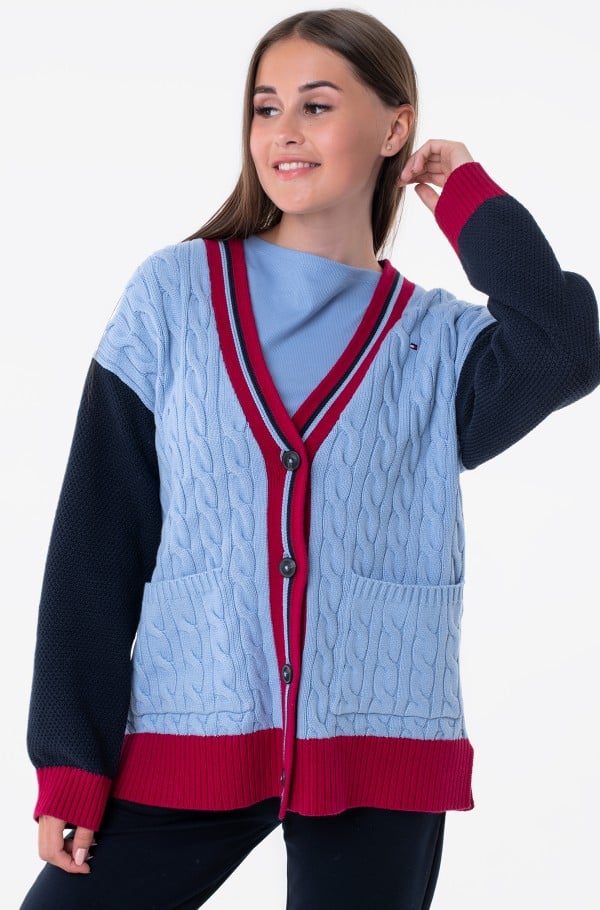 CABLE MIX V-NK CARDIGAN-hover