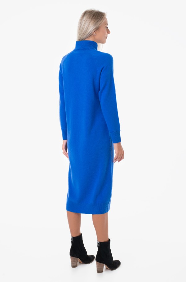 WOOL CASH ROLL NK SWEATER DRESS-hover
