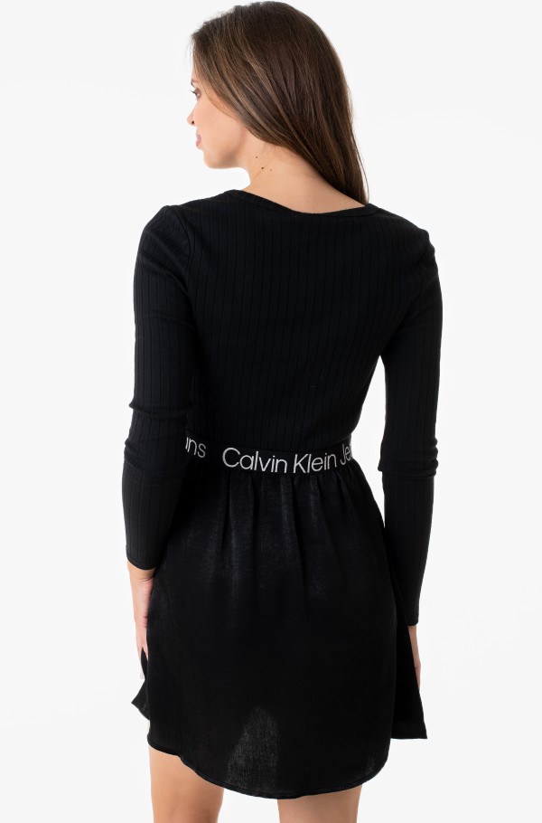 Black Dress LOGO ELASTIC Women ELASTIC Dress Dresses DRESS Dream LOGO Klein, NECK Klein, NECK Denim DRESS Calvin | Women MOCK black MOCK Calvin E-pood Dresses