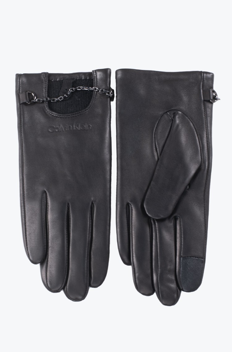 Black Gloves RE-LOCK CHAIN LEATHER GLOVES K60K609974 Calvin Klein, Gloves  black Gloves RE-LOCK CHAIN LEATHER GLOVES K60K609974 Calvin Klein, Gloves |  Denim Dream e-store