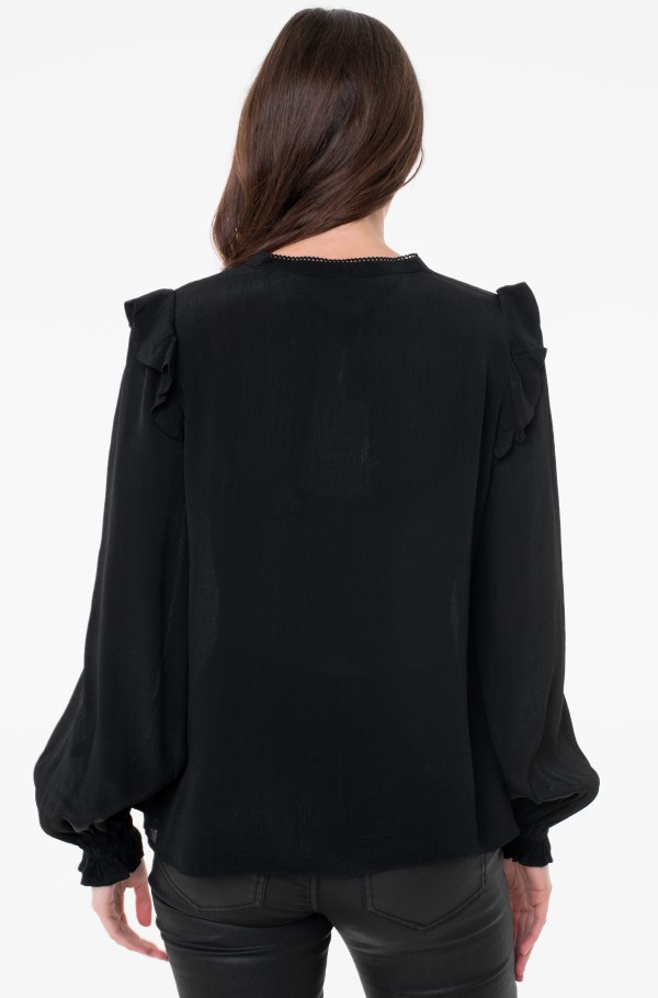 MOSS CREPE SOLID BLOUSE LS-hover