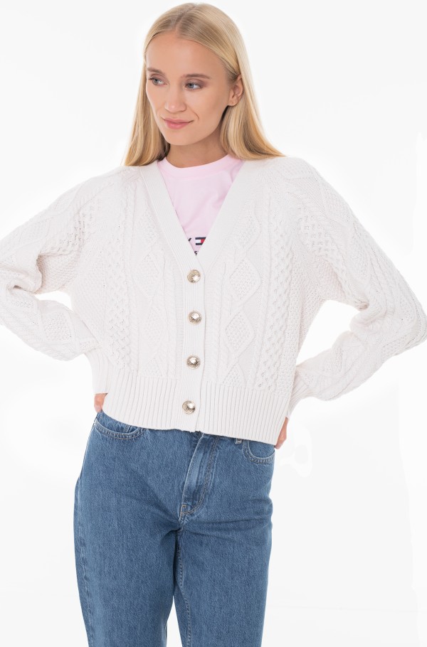 CABLE CROP V-NK CARDI