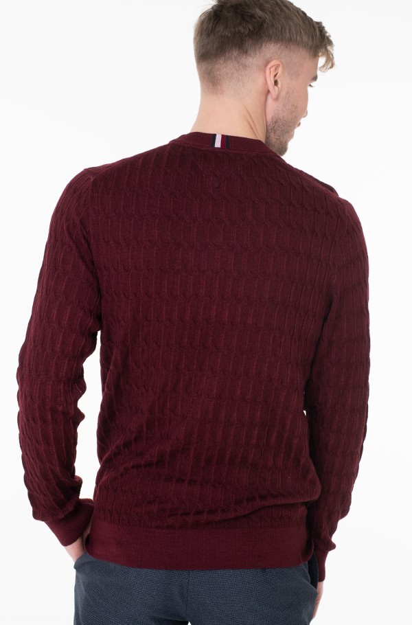 GARMENT DYED CABLE CREW NECK-hover