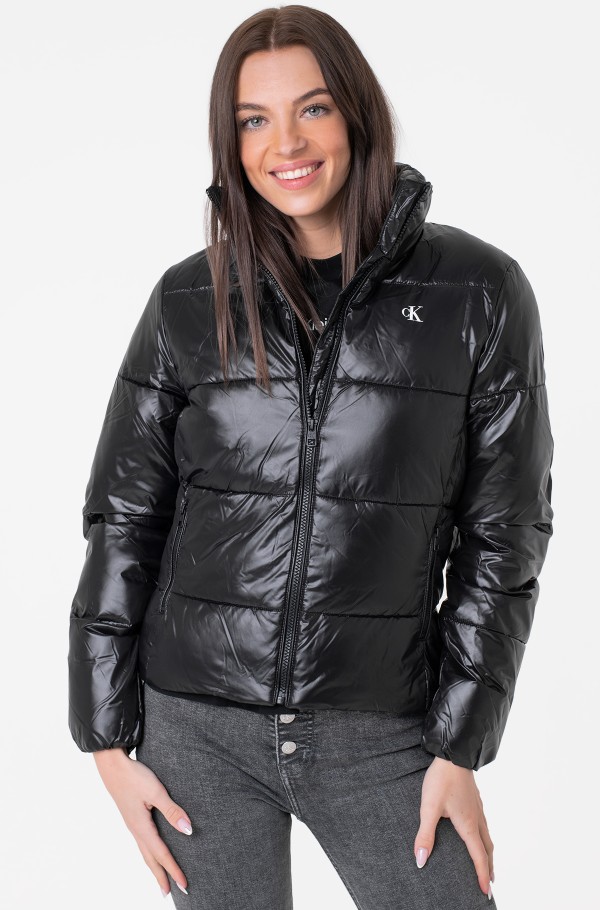 SHINY SHORT FITTED JACKET-hover