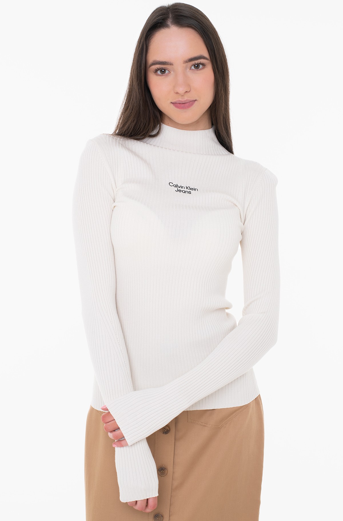 High-neck knitwear STACKED LOGO TIGHT SWEATER-full-2
