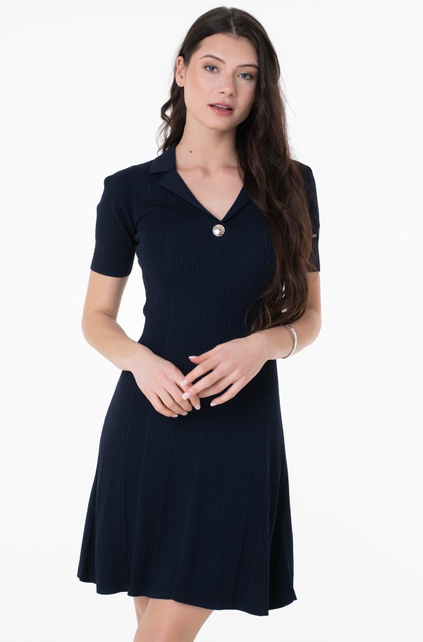 SLIM POLO NK LS MID RIB DRESS