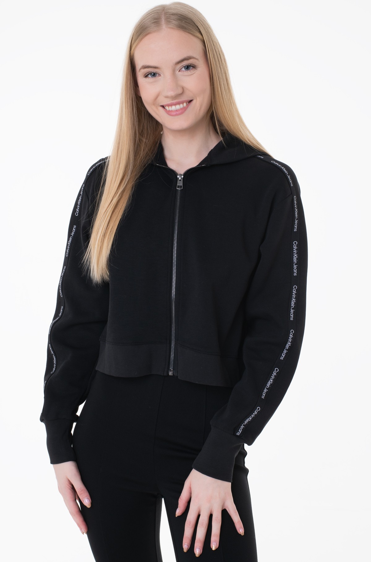Zippered sweatshirt SLEEVES LOGO PIPING ZIP-THROUGH-full-1