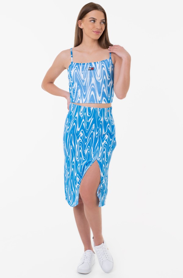 TJW PSYCHEDELIC MIDI SLIT SKIRT