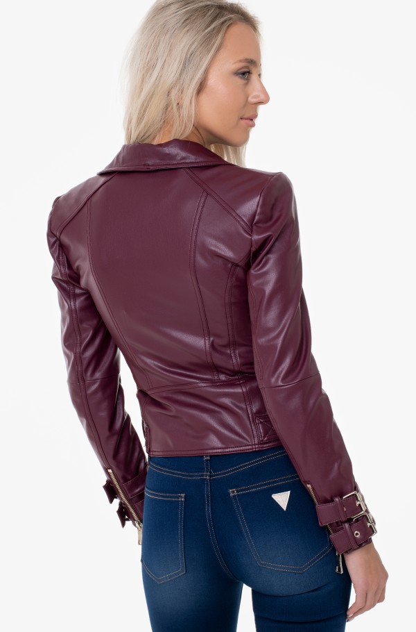 Guess maroon hot sale leather jacket